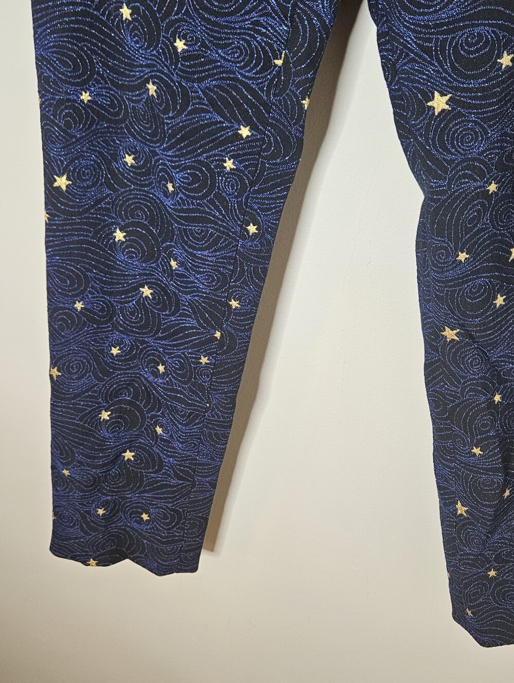 Escada Star Trouser Pants Navy Blue Embroidered Tapered Leg 40 Women's 10 - Picture 4 of 9